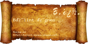 Bálint Ágnes névjegykártya